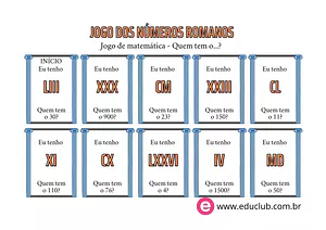 Jogo da memória dos números romanos | Educlub